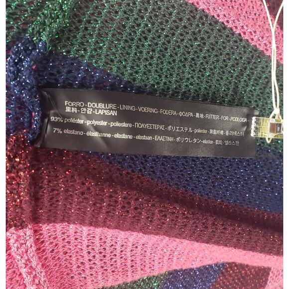 Zara Metallic Crochet Knit Maxi Dress Size L Boho Festival Glam - Picture 10 of 11